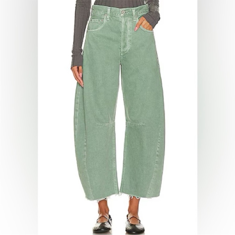 Citizens of Humanity Horseshoe Jean Nova Green Wide Leg Cotton USA Sz 29 NEW